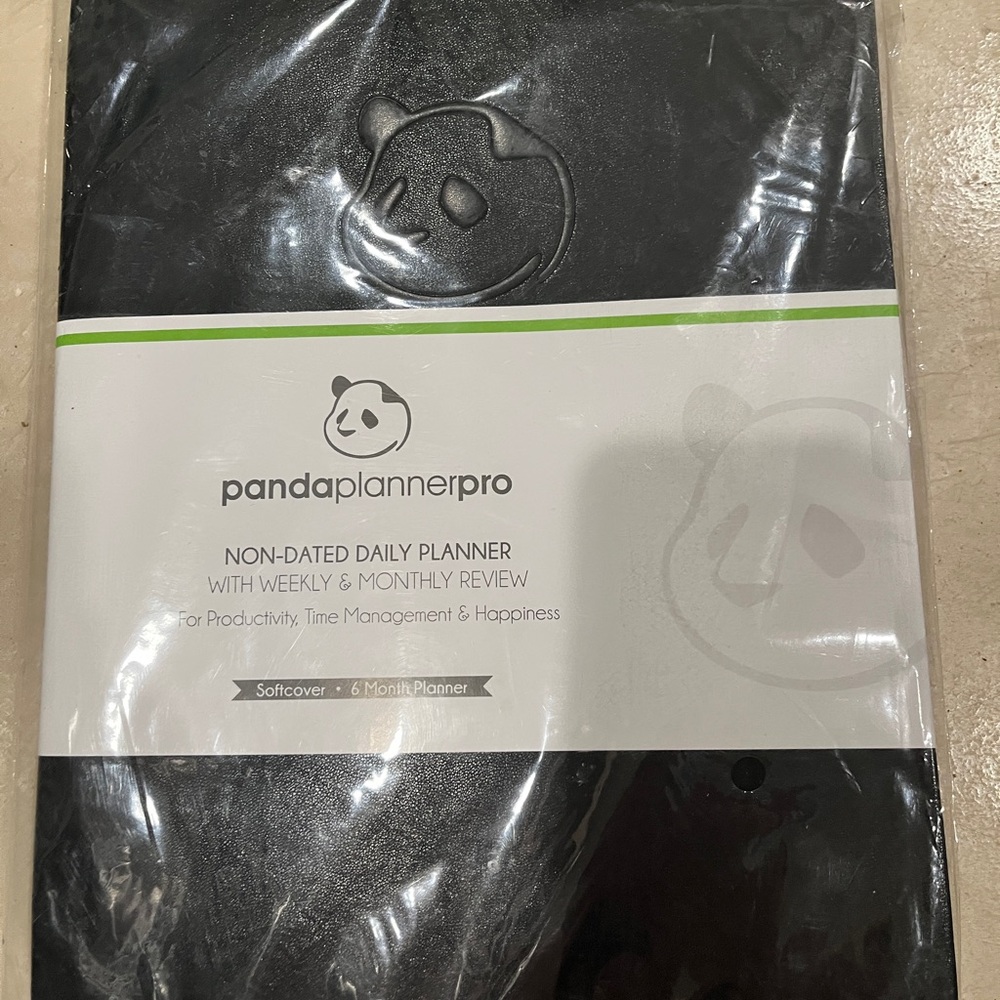 Black Panda Planner Pro Non Dated Daily Goal & Task Tracking Life Planner Wk/Mon